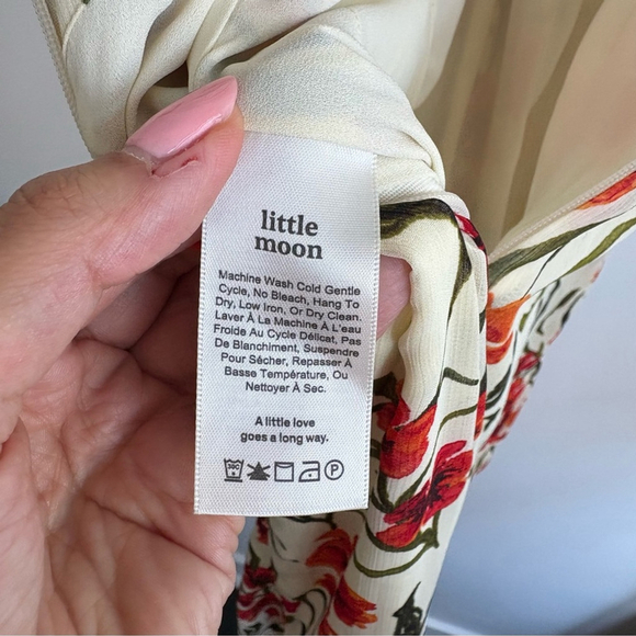 Aritzia LittleMoon Floral Jumpsuit Sleeveless Cross Front Open Back Wide-Leg Sz2 - Picture 6 of 14